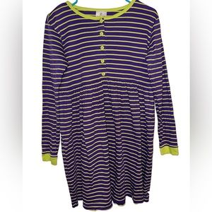 Hanna Andersson Striped Purple Lime Green Play dress Day dress 160 14/16